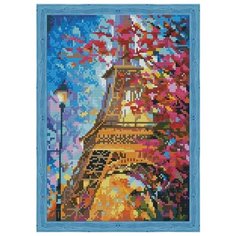 Алмазная мозаика Весной в Париже (На подрамнике), картина стразами Цветной 30x40 см.