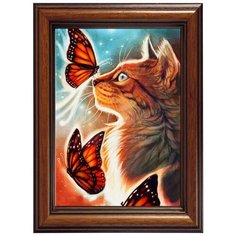 Алмазная мозаика Кошка с бабочками, картина стразами Color KIT 40x60 см.