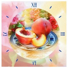 Алмазная мозаика Солнечные персики - алмазные часы, картина стразами Color KIT 30x30 см.