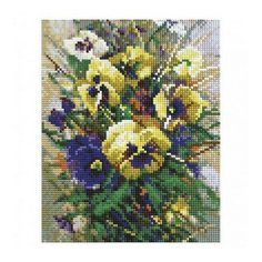 Алмазная мозаика Букет с анютками, картина стразами Белоснежка 20x25 см.