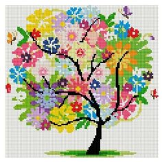 Алмазная мозаика Древо Весны (на подрамнике), картина стразами Белоснежка 30x30 см.