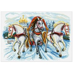 Алмазная мозаика Тройка мчится, картина стразами Паутинка 50x35 см.