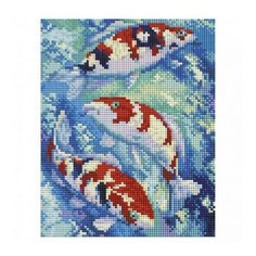 Алмазная мозаика Карпы Кои, картина стразами Белоснежка 20x25 см.