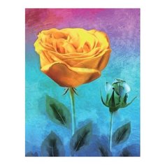Алмазная мозаика Желтая роза, картина стразами Цветной 40x50 см.