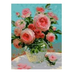 Картина по номерам Розы в хрустальной вазе, 40x50 см. PaintBoy