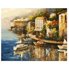 Картина по номерам У причала, 50x40 см. Белоснежка