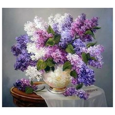 Алмазная мозаика Букет сирени, картина стразами PaintBoy 40x50 см.