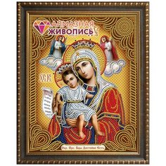 Алмазная мозаика Икона Достойно есть, картина стразами Алмазная живопись 22x28 см.