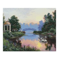 Алмазная мозаика Прищепа. Утренний парк, картина стразами Molly 40x50 см.