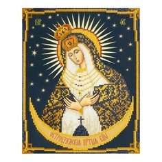 Алмазная мозаика Икона Пресвятой Богородицы Остробрамская, картина стразами Фрея 22x27 см.