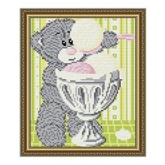 Алмазная мозаика Мишка с мороженым, картина стразами АРТ СОЛО 20x24.6 см. Art Solo