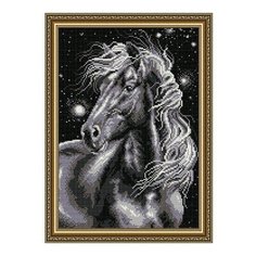 Алмазная мозаика Конь черный, картина стразами АРТ СОЛО 28.5x41 см. Art Solo