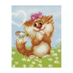 Алмазная мозаика Рыжая кошечка, картина стразами Белоснежка 20x25 см.