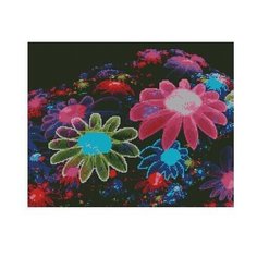 Алмазная мозаика Радужные цветы (на подрамнике), картина стразами Империя бисера 40x50 см.