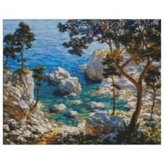 Алмазная мозаика Скалистый берег у моря, картина стразами PaintBoy 40x50 см.