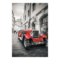 Алмазная мозаика Красный ретро автомобиль, картина стразами Цветной 40x50 см.