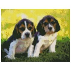 Алмазная мозаика Щенята, картина стразами Цветной 40x50 см.