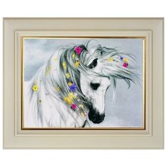 Алмазная мозаика Белая лошадка, картина стразами Color KIT 40x55 см.