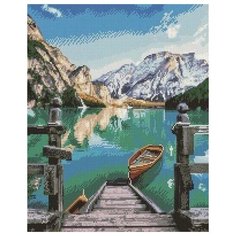 Алмазная мозаика Горное озеро, картина стразами PaintBoy 40x50 см.