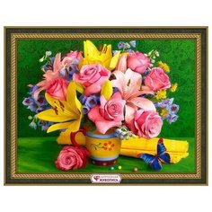 Алмазная мозаика Пышный букет, картина стразами Алмазная живопись 30x40 см.