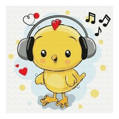 Картина по номерам Цыплёнок-меломан, 20x20 см. Molly