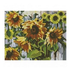 Алмазная мозаика Ноктюрн с подсолнухами, картина стразами Белоснежка 20x25 см.