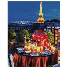 Алмазная мозаика Ужин при свечах в Париже, картина стразами PaintBoy 40x50 см.