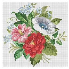 Алмазная мозаика Искрящийся букет (на подрамнике), картина стразами Белоснежка 30x30 см.