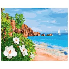 Картина по номерам Лазурный берег со скалами, 40x50 см. ВанГогВоМне