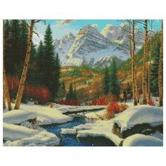 Алмазная мозаика Горный ручей, картина стразами PaintBoy 40x50 см.