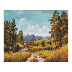 Алмазная мозаика Мостик через реку (Прищепа Игорь), картина стразами PaintBoy 40x50 см.