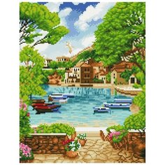 Алмазная мозаика Бухта счастья (На подрамнике), картина стразами Цветной 40x50 см.