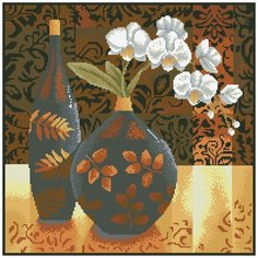 Алмазная мозаика Натюрморт с орхидеей, картина стразами Паутинка 45x45 см.