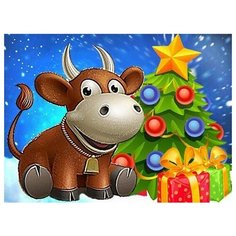 Алмазная мозаика Бычок, картина стразами Алмазное хобби 15x20 см.