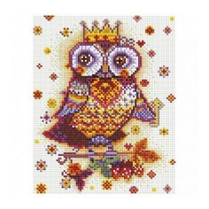 Алмазная мозаика Сова с ключиком, картина стразами Белоснежка 20x25 см.
