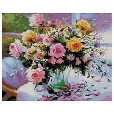 Алмазная мозаика Нежный букет, картина стразами PaintBoy 40x50 см.