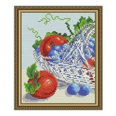 Алмазная мозаика В хрустале. Яблоки и виноград. Диптих 1, картина стразами АРТ СОЛО 20x24.6 см. Art Solo