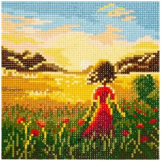 Алмазная мозаика На закате, картина стразами Фрея 17x17 см.