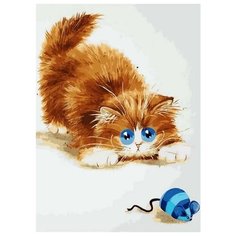 Алмазная мозаика Кошки - мышки (На подрамнике), картина стразами Цветной 30x40 см.