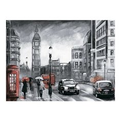 Алмазная мозаика Лондон под дождем, картина стразами Цветной 40x50 см.