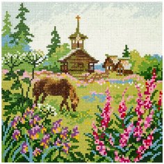 Алмазная мозаика Северное лето, картина стразами Фрея 24x24 см.