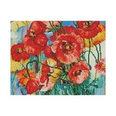 Алмазная мозаика Полевые маки, картина стразами PaintBoy 40x50 см.
