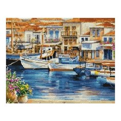 Алмазная мозаика Причал, картина стразами PaintBoy 40x50 см.