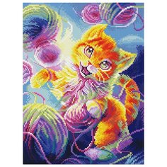 Алмазная мозаика Озорной котенок, картина стразами PaintBoy 30x40 см.