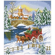 Алмазная мозаика Зимняя прогулка, картина стразами Паутинка 35x40 см.