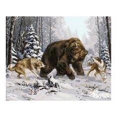 Картина по номерам Лайки и медведь. Данчурова Т. , 40x50 см. Русская живопись