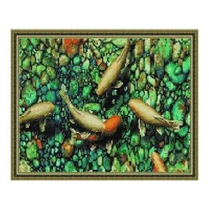 Алмазная мозаика Кои и камешки, картина стразами PaintBoy 40x50 см.