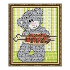 Алмазная мозаика Мишка с шашлыком, картина стразами АРТ СОЛО 20x24.6 см. Art Solo