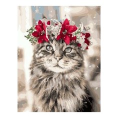 Картина по номерам Новогодний кот, 40x50 см. PaintBoy