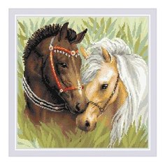 Алмазная мозаика Пара лошадей, картина стразами Риолис 40x40 см.